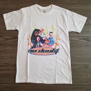 No Doubt Band T-Shirt Flames Graphic Gwen Stefani White Unisex Large NWT
